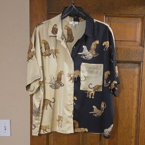 Leopard Print Button-Up Shirt